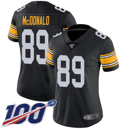 Women Pittsburgh Steelers Football #89 Limited Black Vance McDonald Alternate 100th Season Vapor Untouchable Nike NFL Jersey